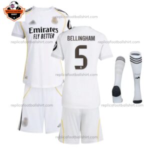 Real Madrid BELLINGHAM 5 Home Kid Replica Football Kit 2025/26 Full View