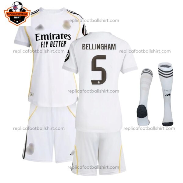 Real Madrid BELLINGHAM 5 Home Kid Replica Football Kit 2025/26 Full View