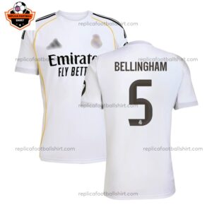 Real Madrid BELLINGHAM 5 Home Men Replica Football Shirt 2025/26 Full View