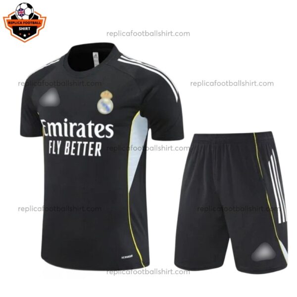 Real Madrid Black Training Kid Replica Football Kit 2025/26 - Front View