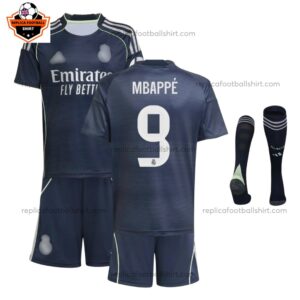 Real Madrid MBAPPE 9 Away Kid Replica Football Kit 2025/26 Full View