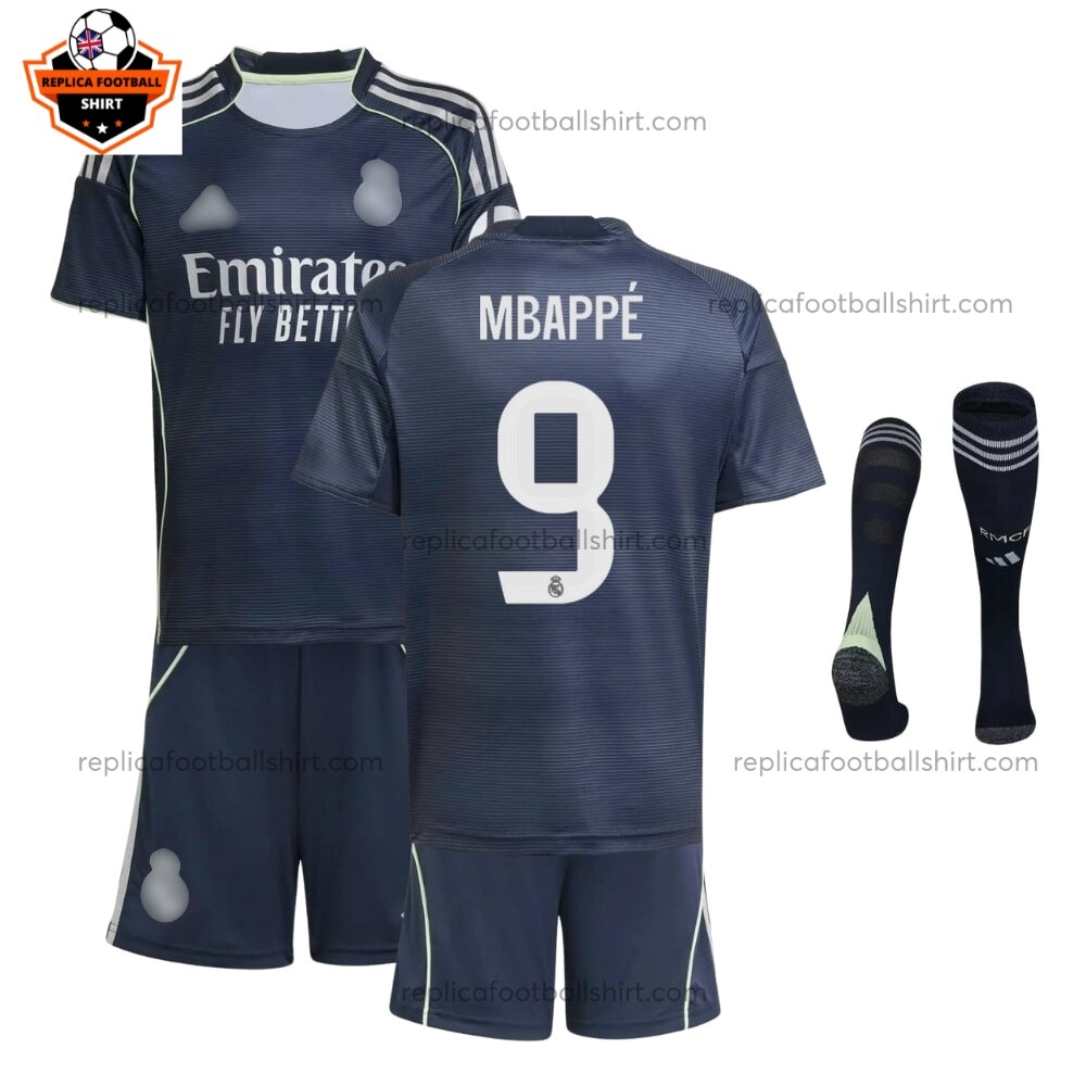 Real Madrid MBAPPE 9 Away Kid Replica Football Kit 2025/26 Full View
