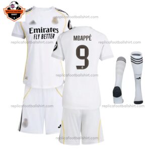 Real Madrid MBAPPE 9 Home Kid Replica Football Kit 2025/26 Full View