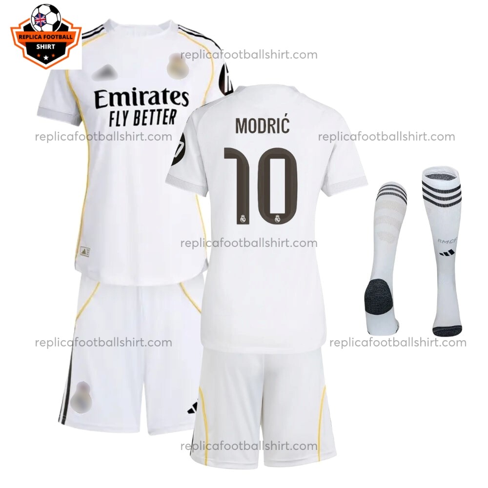 Real Madrid MODRIĆ 10 Home Kid Replica Football Kit 2025/26 Full View