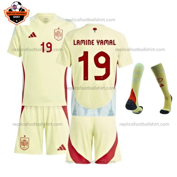 Spain Away Kid Replica Football Kit 2024/25 LAMINE YAMAL 19 Printed Full View
