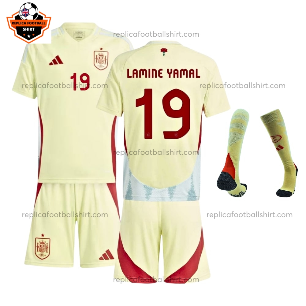 Spain Away Kid Replica Football Kit 2024/25 LAMINE YAMAL 19 Printed Full View