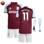Aston Villa Home Kid Replica Football Kit 2025/26 WATKINS 11 Printed