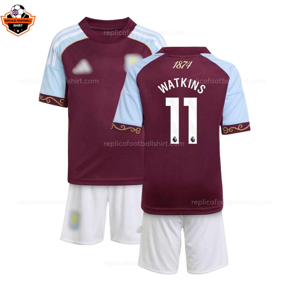 Aston Villa Home Kid Replica Football Kit 2025-26 WATKINS 11 Printed overview
