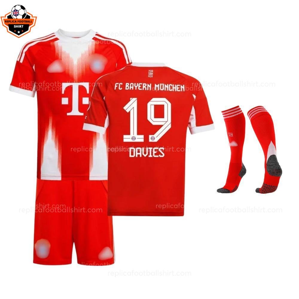 Bayern Munich Home Kid Replica Football Kit 2025-26 DAVIES 19 Printed