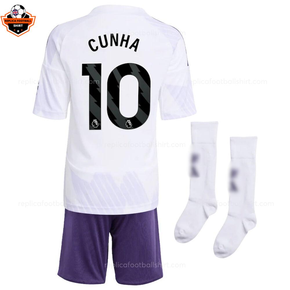 Manchester United Away Kid Replica Football Kit 2025-26 CUNHA 10 Printed backview