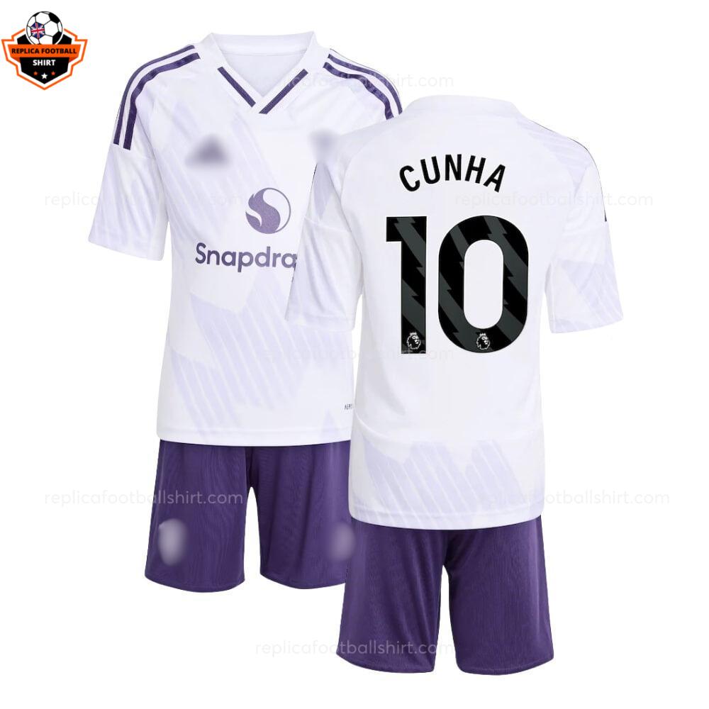 Manchester United Away Kid Replica Football Kit 2025-26 CUNHA 10 Printed