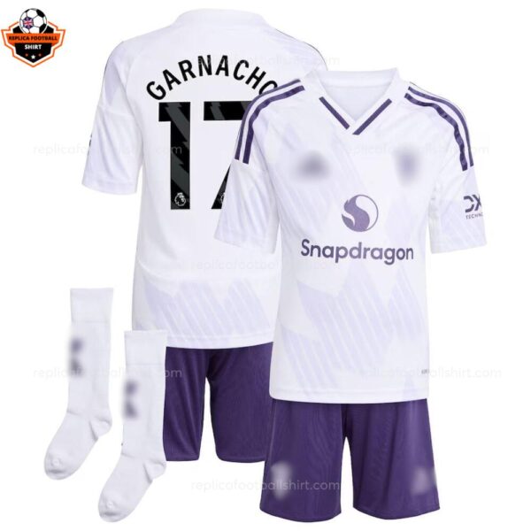 Manchester United Away Kid Replica Football Kit 2025-26 GARNACHO 17 Printed overview