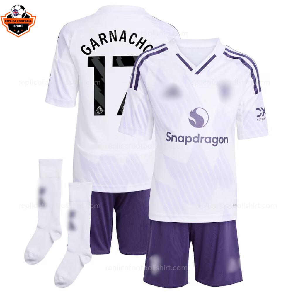Manchester United Away Kid Replica Football Kit 2025-26 GARNACHO 17 Printed overview
