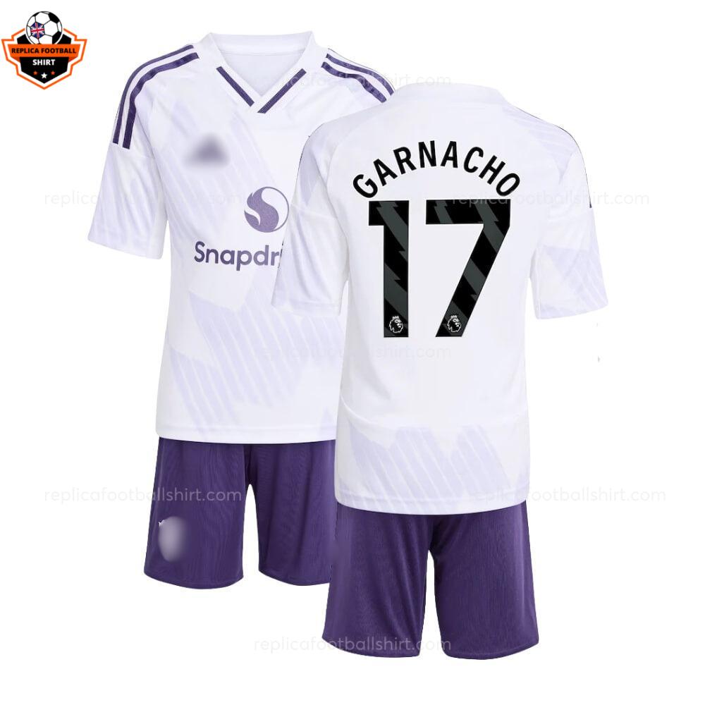 Manchester United Away Kid Replica Football Kit 2025-26 GARNACHO 17 Printed