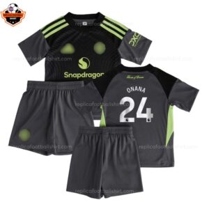 Manchester United Goalkeeper Kid Replica Football Kit 2025-26 ONANA 24 Printed overview