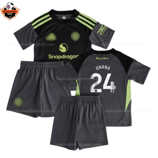 Manchester United Goalkeeper Kid Replica Football Kit 2025-26 ONANA 24 Printed overview