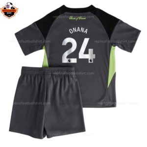 Manchester United Goalkeeper Kid Replica Football Kit 2025-26 ONANA 24 Printed backview