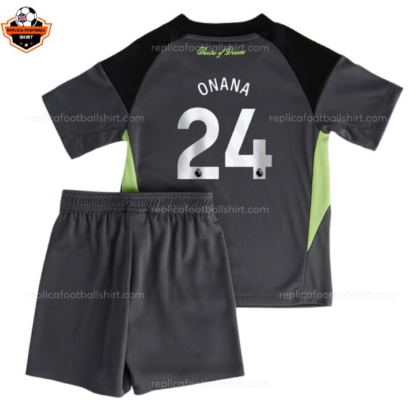 Manchester United Goalkeeper Kid Replica Football Kit 2025-26 ONANA 24 Printed backview