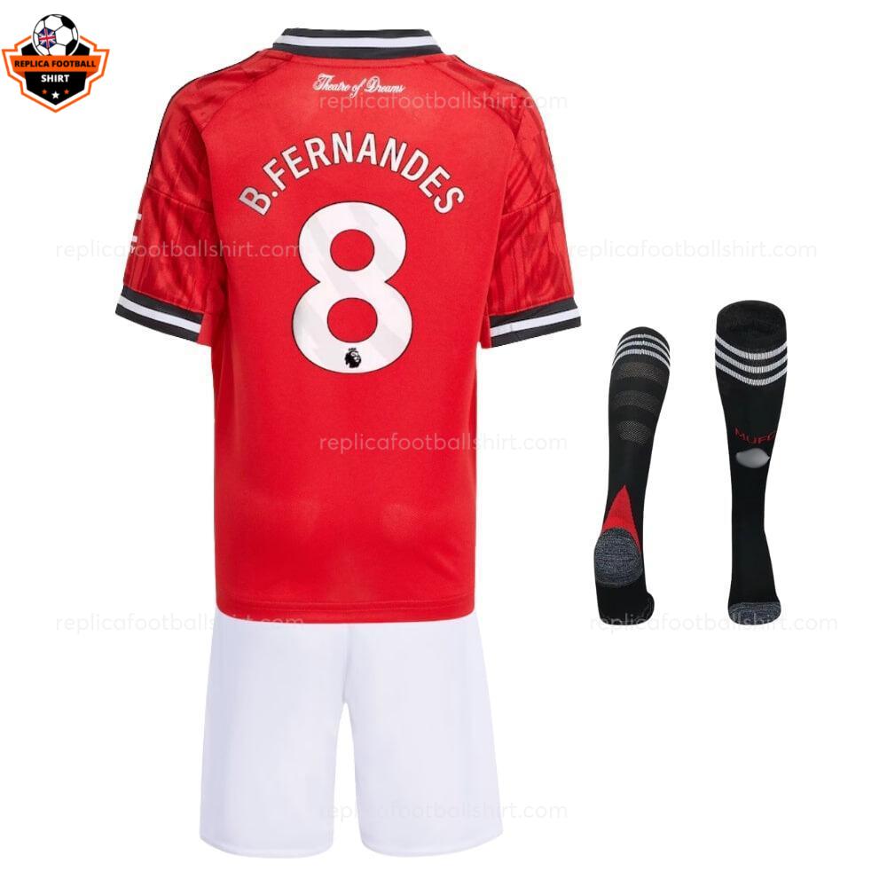 Manchester United Home Kid Replica Football Kit 2025-26 B.FERNANDES 8 Printed backview