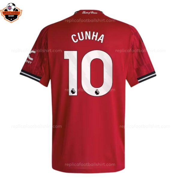 Manchester United Home Men Replica Football Shirt 2025-26 CUNHA 10 Printed Back View
