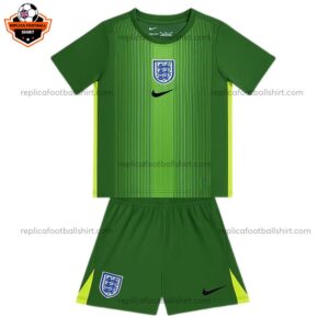 England Green Goalkeeper Kid Replica Football Kit 2025/26 frontview