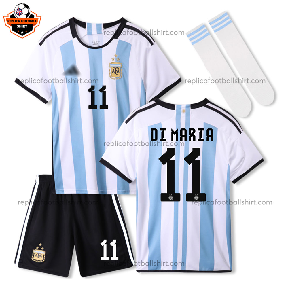 Argentina Home Kid Replica Football Kit 2022 DI MARÍA 11 Printed - Over view