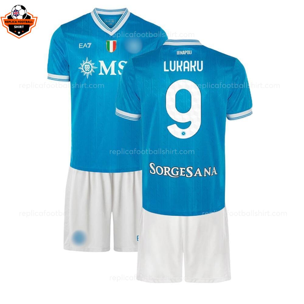 SSC Napoli Home Kid Replica Football Kit 2025-26 LUKAKU 9 Printed overview