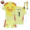 Arsenal Goalkeeper Kid Replica Football Kit 2025/26 RAYA 1 Printed Full View With Sock