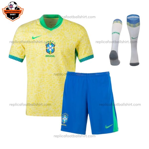 Brazil Home Kid Replica Kit 2024/25 - Front View