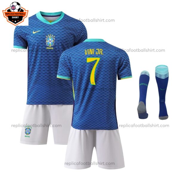 Brazil VINI JR. 7 Away Kid Replica Kit 2024/25 - Front View