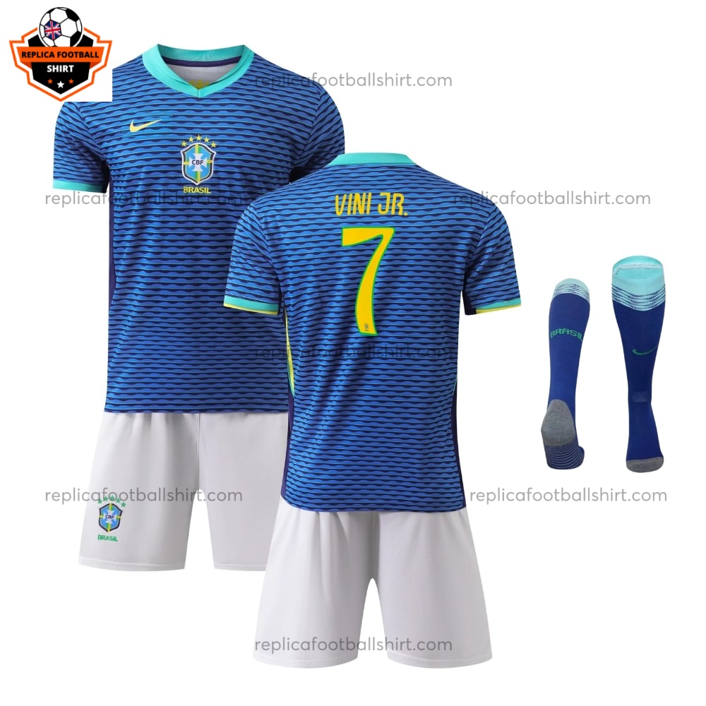 Brazil VINI JR. 7 Away Kid Replica Kit 2024/25 - Front View