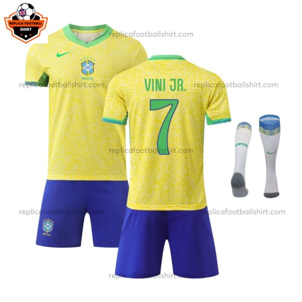Brazil Home Kid Replica Football Kit 2024/25 VINI JR. 7 Printed