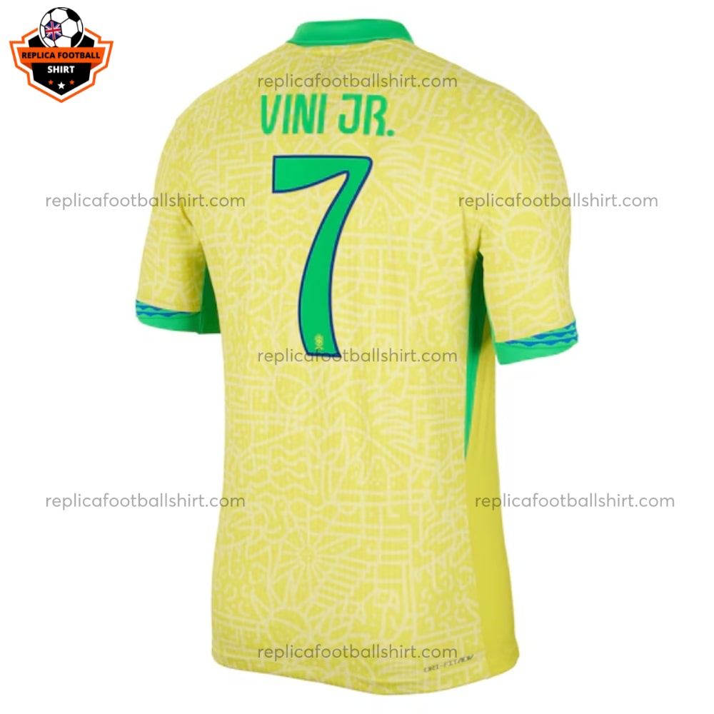 Brazil VINI JR. 7 Home Men Replica Football Shirt 2024 - Back View