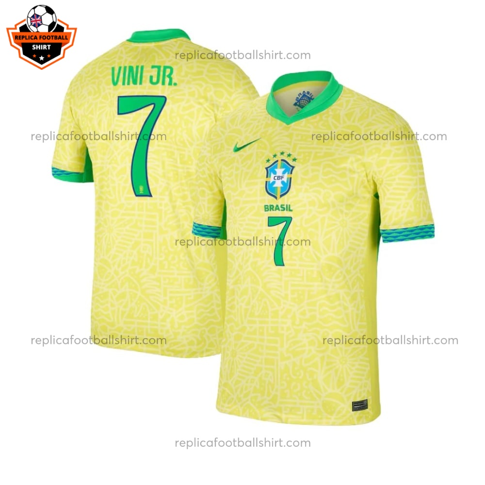 Brazil VINI JR. 7 Home Men Replica Football Shirt 2024 - Front View