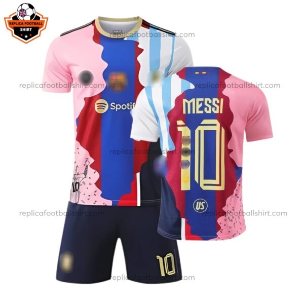 Barcelona Messi Special Edition Kid Replica Football Kit 2025/26 Back View No Socks