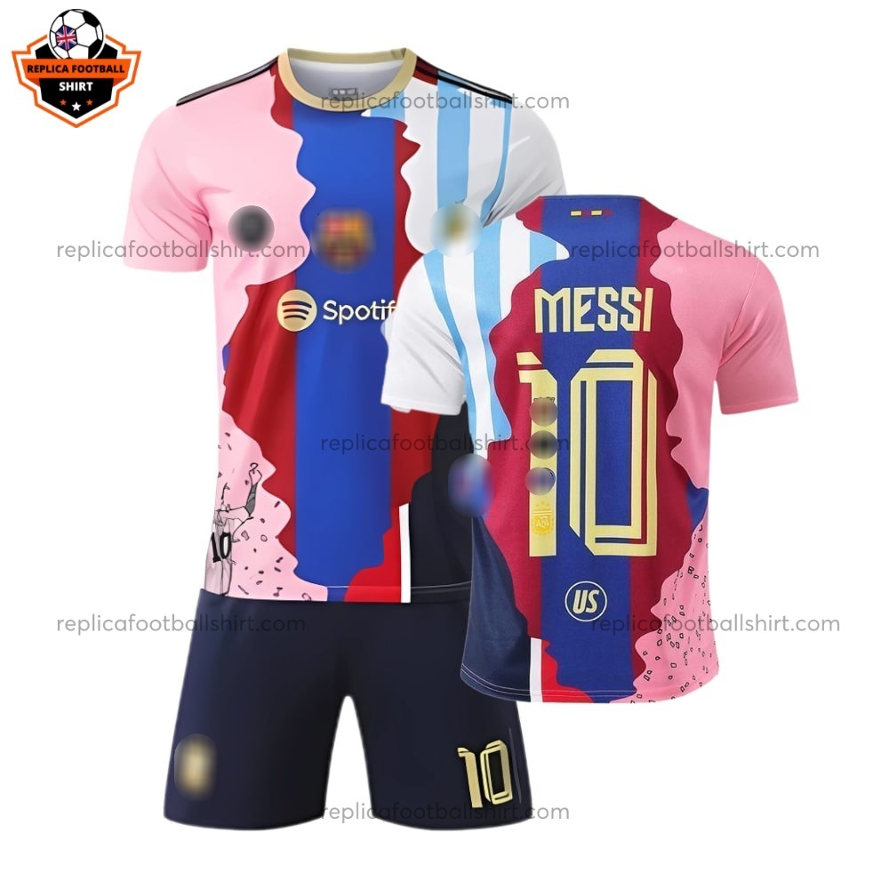 Barcelona Messi Special Edition Kid Replica Football Kit 2025/26 Back View No Socks