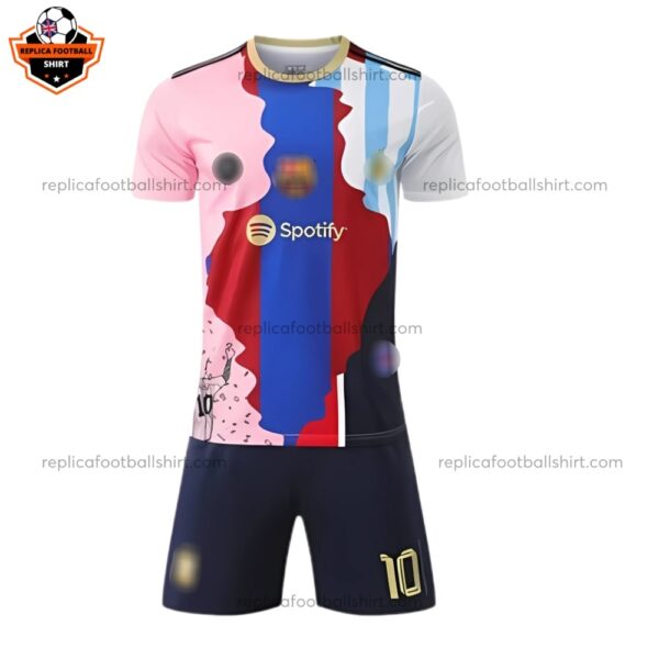 Barcelona Messi Special Edition Kid Replica Football Kit 2025/26 Front View No Socks