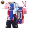 Barcelona Messi Special Edition Kid Replica Football Kit 2025/26 Front View With Socks
