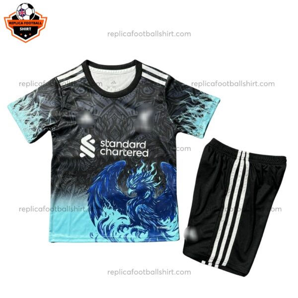Liverpool Blue Special Edition Kid Replica Football Kit 2025/26 - Front View