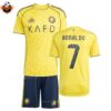 RFS Al nassr RONALDO 7 home kids football kit 25_26-over view
