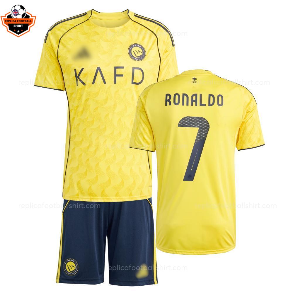 RFS Al nassr RONALDO 7 home kids football kit 25_26-over view