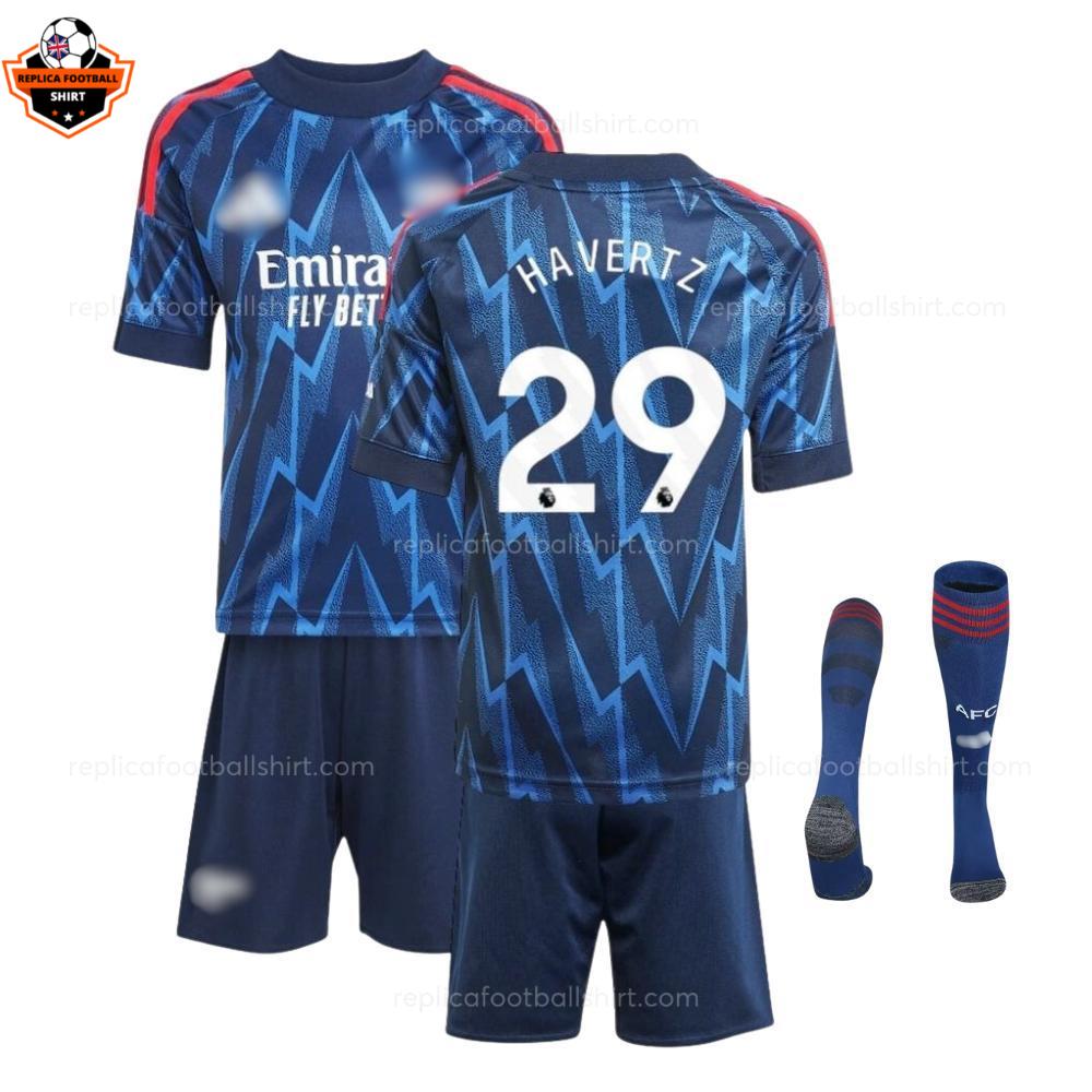 RFS Arsenal HARVERTZ 29 Away 25 26 Kids Football Kit - over view with socks