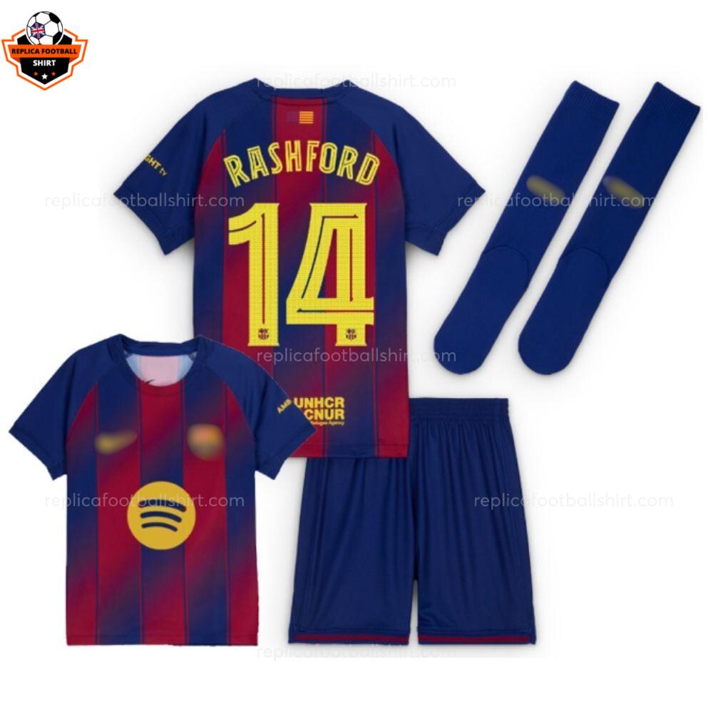 Barcelona RASHFORD 14 Home Kid Replica Football Kit 2025/26 Printed