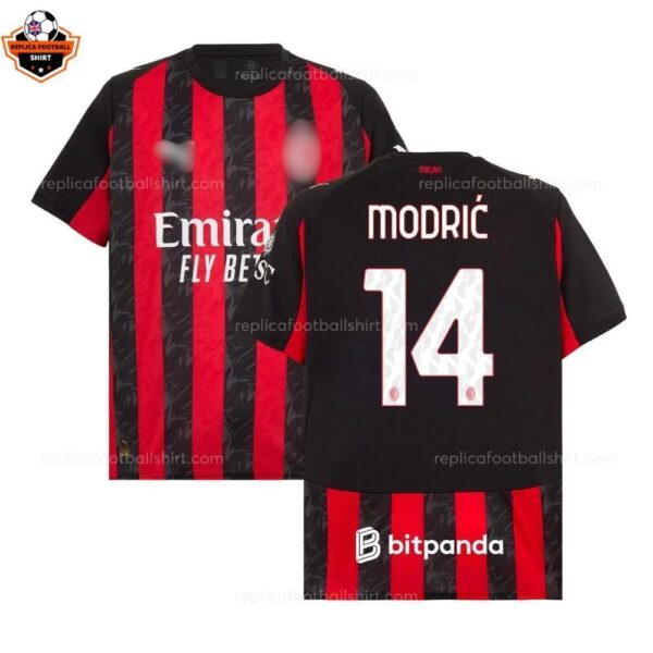 AC Milan Home Men Replica Football Shirt 2025/26 MODRIĆ 14 Printed