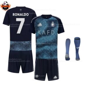 Al Nassr Away Kid Replica Football Kit 2025/26 RONALDO 7 Printed