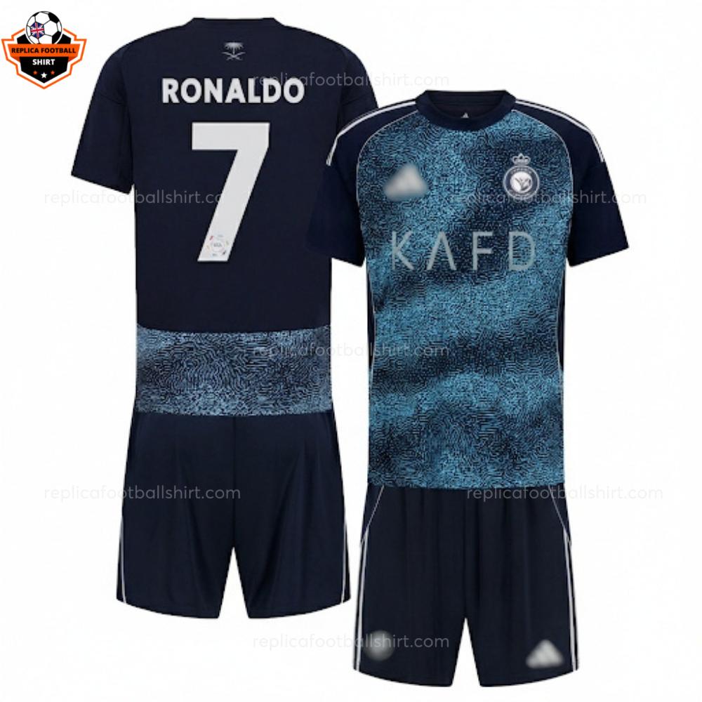 Al Nassr Away Kid Replica Football Kit 2025-26 RONALDO 7 Printed