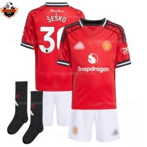Manchester United Home Kid Replica Football Kit 2025-26 ŠEŠKO 30 Printed