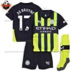 Manchester City Away Kid Replica Football Kit 2024/25 DE BRUYNE 17 Printed