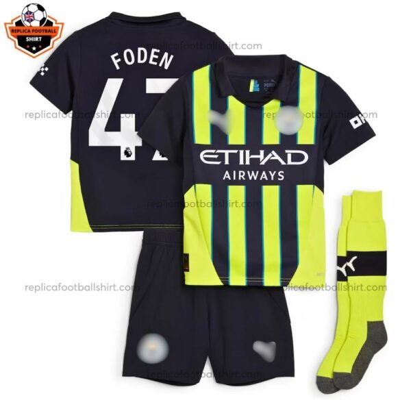 Manchester City Away Kid Replica Football Kit 24/25 FODEN 47 Printed