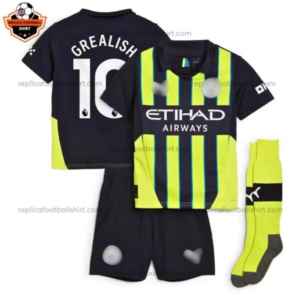 Manchester City Away Kid Replica Football Kit 24/25 GREALISH 10 Printed